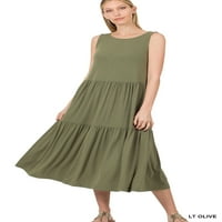 Zenana's Women & Plus okrugli vrat bez rukava A-line ruffle casual sunce maxi haljina