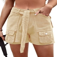 Niveer žene kratke vruće hlače Multi-džepovi Teretne kratke hlače Čvrsto boje Mini pantnu modnu dnu visokog struka Light Khaki XL