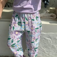 Djevojka Ljetne tanke hlače Lagane labave elastične pantalone za elastične rastezanje, dječje djece dječje djevojke modne slatke slatke ispise pantalone pantalone hlače, 7- godina