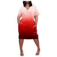 MLQIDK Womens Ljetna tunika plus veličina kratkih rukava casual labava majica prevelika gradijent boja
