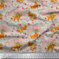 Trene tkanina Soimoi Rayon Crepe, cvjetni i jelen životinjski otisak šivaći tkaninu dvorište široko