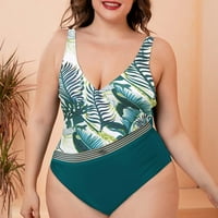 Ženski kupaći kostimi novih tiskanih retro velike veličine siamese duboko u remen prekrivajući meso
