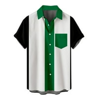 Caveitl vrhovi za muškarce, muškarci casual tipke Print sa džepnim poklopcem kratkih rukava bluza s rukavima zelena