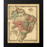 Vintage mape crni moderni uokvireni muzej umjetnički print pod nazivom - Brazil 1871