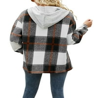 Seyurigaoka ženski kaput karirani jakna s kapuljačom s dugim rukavima sa tipkama i džepovima odjeća