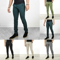 Muškarci čvrste hlače Regularne pričvrsne ravne noge Srednje strukske pantalone