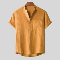Odieerbi Havajska majica za muškarce Ljeto na plaži Majicu Solid Boja kratkih rukava Rever Majica Casual Sportski odmor Brown