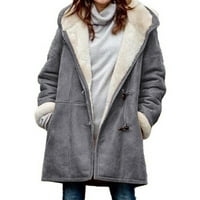 Plus size Ženski kaput od runa s kapuljačom kapuljača Ležerne prilike zagrijavanje dugih rukava za jesen