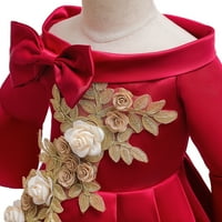 9- godina djevojke djevojke s dugim rukavima s dugim rukavima cvjetna dizajnerska zabava formalna princeza haljina crvena