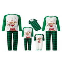 Porodica podudaranje božićne pidžame setovi na dugim rukavima ELK tiskane vrhove pletene hlače ili dugih