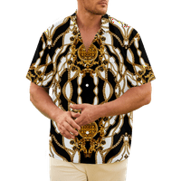 Muška havajska majica kratki rukav luksuzni print casual gumb dolje haljina na vrhu za muške momke, -8xl