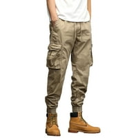 Muški duksevi modni labavi pamučni plus džepni džep čipkasti hlače elastične struke pantalone u cjelini