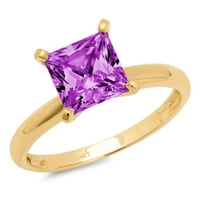 1CT Princess Cut simulirani Alexandrit 18k žuti zlatni angažman prsten veličine 9,75