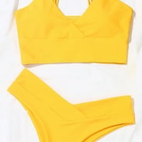 Ženski plus kupaći kostim s grudnjakom bez čelika Brzi sušenje Jedno odjeća cvjetni bikini Split kupaći kostim Yellow XL