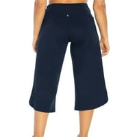 Yskkt ženske casual labavo široko-noge klasične kaprise visoke stručne vježbe joge hlače sa džepovima