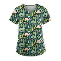 Ženski vrhovi grafički grafički otisci bluza casual ženske majice kratki rukav modni zeleni s