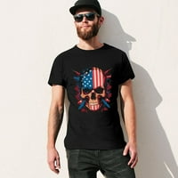 Lobanja sa USA zastava vektorske ilustracije za dizajn majica Muška grafička majica Vintage kratki rukav