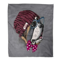 Bacanje pokrivača toplo ugodno print flanel portret psa St Bernard u Hipster pletenom virući kapul polka