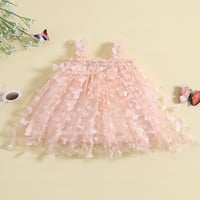 Thaisu Thaide Childs Girls Haljina, 3D Leptir Jednobojna haljina bez rukava, ljetna slatka princeza haljina