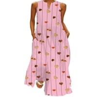 Boemian Long Maxi haljina za žene bez rukava V izrez Ljeto plaže Sunduress dame zabava za odmor duga