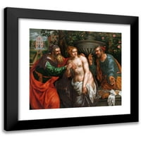 Hendrik de Clerck Crni moderni uokvireni muzej umjetnički print pod nazivom - Susanna i starješine