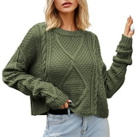 BabySbule plus veličina Ženski džemperi Novi dolasci Žene Čvrsto okrugli vrat Tijesto zavojne vrpce pletene labave guste igle pulover džemper za čišćenje Ženska moda