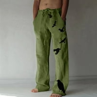 Pantalone za muškarce muške pamučne posteljine otisnute posteljine pantalone velike veličine hlače modne