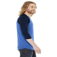 Američka odjeća unise poli-pamuk 3 4-rukav Raglan majica Heather Lake Blue Navy XL