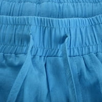 Cofeemo muške hlače modna čvrsta boja visoki elastični struk zvezni duks pamučni posteljini džep casual labave pantalone