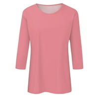 Ovecza bluze za žene plus veličine Ljeto Slim Fit cvjetne bijele majice majice posada vrata za lakat duljine rukavske košulje na vrhu čišćenja ružičaste m