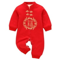 Penkiiy novorođene dječje djevojke debele fleces novogodišnje tang odijelo ROMPER kombinezon pamuk jednodijelni ROMper 9- mjeseci crveni na prodaju