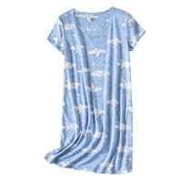 Pidžame za ženske kratke hlače postavljeno slatko pamučno spavanje kratkih rukava majica casual print Sleeress Nighthowns za žene Soft Plus