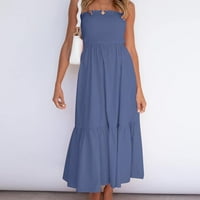 CLLIOS Ljetne haljine za žene Print Haljina za plažu bez rukava Line haljina Crew Crt Slatka haljina