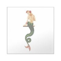 Cafepress - Vintage Pin Up Mermaid ~ Su Square naljepnica - Square naljepnica 3 3