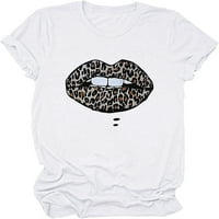Košulje s popustom za žene Classic-Fit Žene Ljetni modni vrhovi Leopard Lip Graphic Print TEE majica