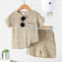 Kucnuzki 3T Toddler Boy Ljeto odijelo Shorts setovi 4t Majica s kratkim rukavima Basična majica TOPS Howshorts Set Khaki