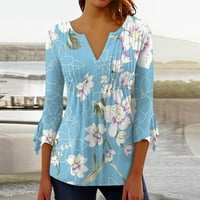 Umitay majice za žene za žene Print grafički začinjene masice TEes Bluze casual osnovni vrhovi pulover