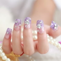 Hemoton Glitter Purple FAILS Prirodni lažni naip za nokte umjetno francuski nokti za žene djevojke