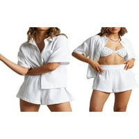 Ženski salon set pidžama set kratkih rukava majica na vrhu širokog nosača za spavanje za spavanje