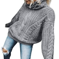 Dukseri za žene Turtleneck Pulover solidne boje Ženski džemper, Ležerne prilike Chunky kabl pleteni