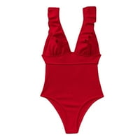 Ženska solidna boja moda jednodijelna seksi košarka bez rukava bez plaže za plažu na plaži Crveni l