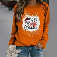 Sretan božićni duks žene smiješno božićno stablo grafički pulover okrugli vrat lagana bluza za izbjeljivanje