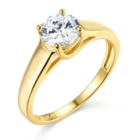 Welingsele Dame Solid 14k žuti zlatni polirani CZ CUBIC ZIRCONIJA kružni zaručni prsten za uključivanje - veličine 7