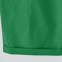 Hlače za ženske čišćenje $ ženska ljetna čvrsta pet bodova velike veličine pamučne pantalone casual pantalone zelene s