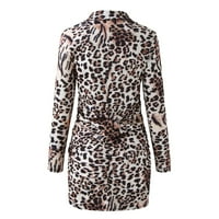 Sunders sa džepovima plus veličina haljina casual sitna haljina sa džepovima Ženska rever izrez Leopard