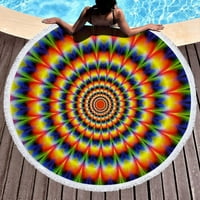 Jiaroswwei okrugli Swirl Rainbow Tassels vanjski ljetni plažni tepih joga mat ručnik šal