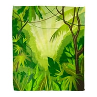 Flannel bacaju biljke šarene crtane džungle zeleni drveni tropski raj prekrasan mekani za krevet i kauč
