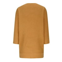 Dahyich ženske modne džempere dugih rukava pleteni džemper skromni duks na vratu labav pulover Jumper vrhovi žuto 4xl
