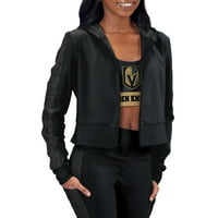 Ženska crna Vegas Zlatni vitezovi obrezani sa punim zip hoodie