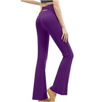 Duge pantalone za žene Ženska solidna boja Micro Flare High Squik i Hip Dizanja za dizanje fitness joga